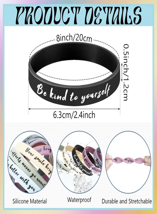 Lunmon 120 Pcs Motivational Quote Rubber Wristbands Inspirational Silicone Bracelets Bulk Positive Affirmation Rubber Wristbands for Students School Day Classroom Prizes Mental Health Awareness Items - Image 2